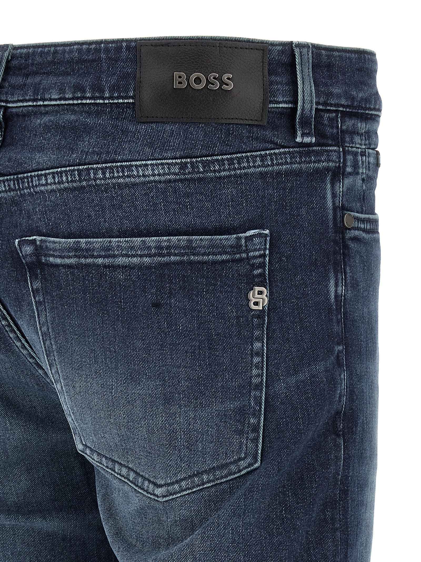 Hugo Boss Blue Cotton Tapered Jeans
