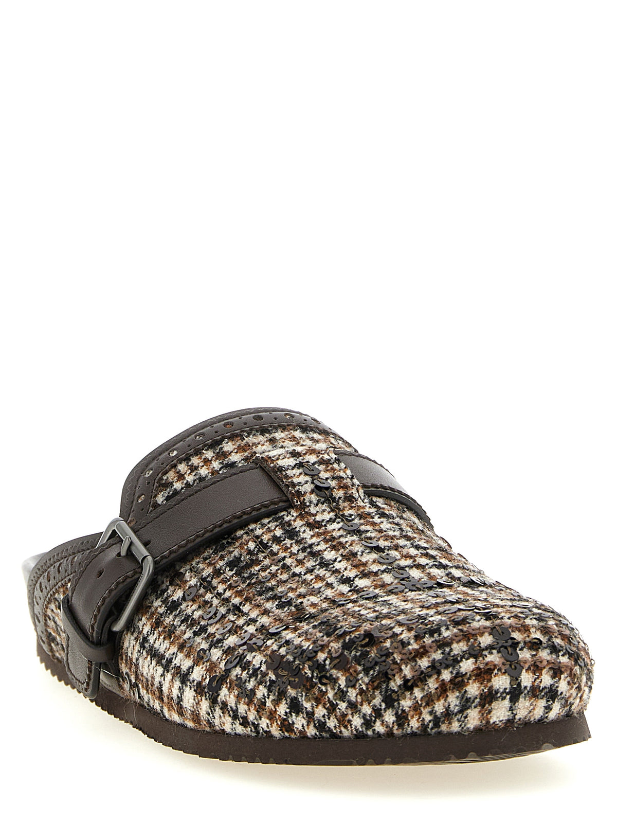 Brunello Cucinelli Brown Alpaca Leather Clogs