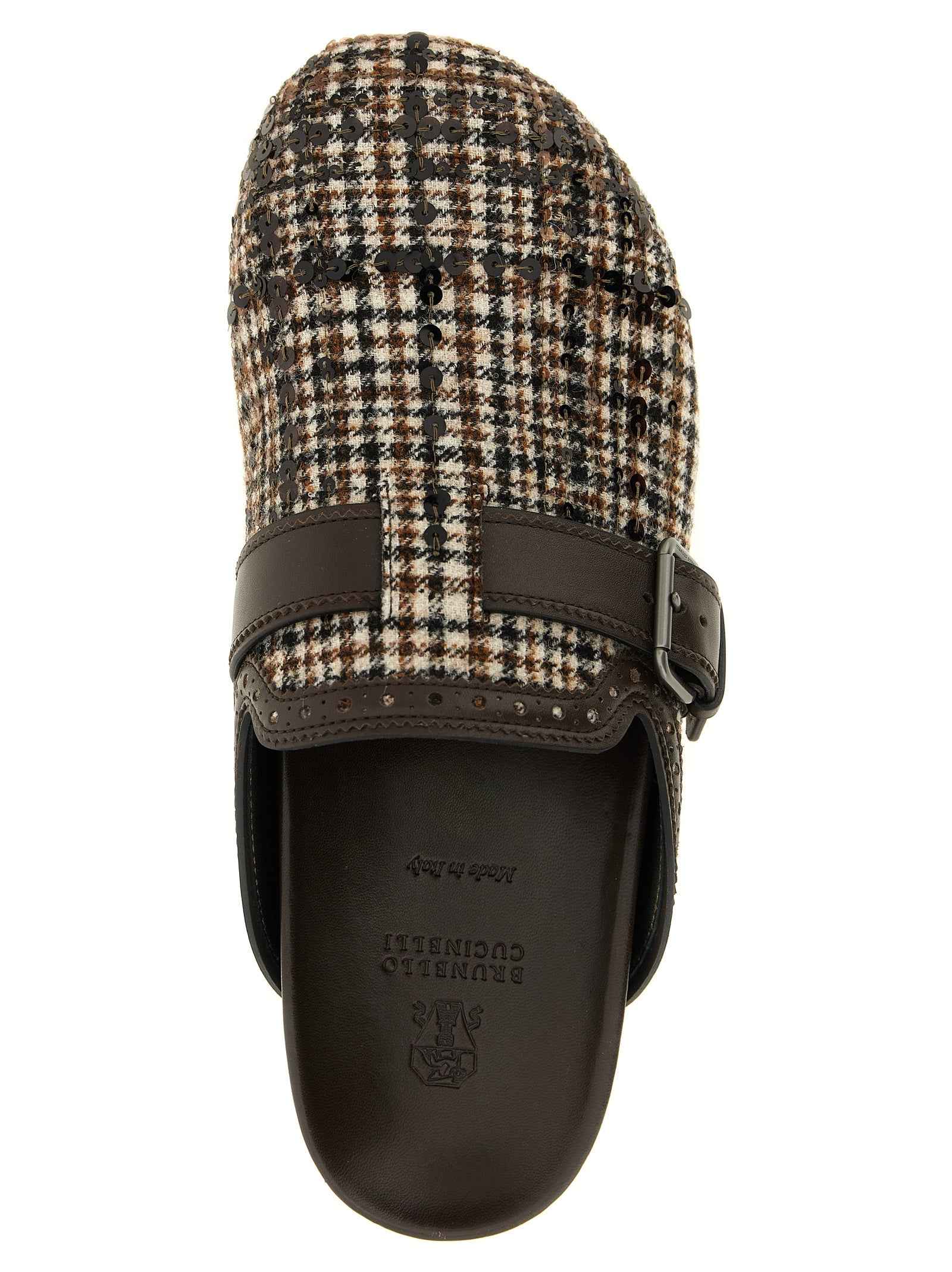 Brunello Cucinelli Brown Alpaca Leather Clogs