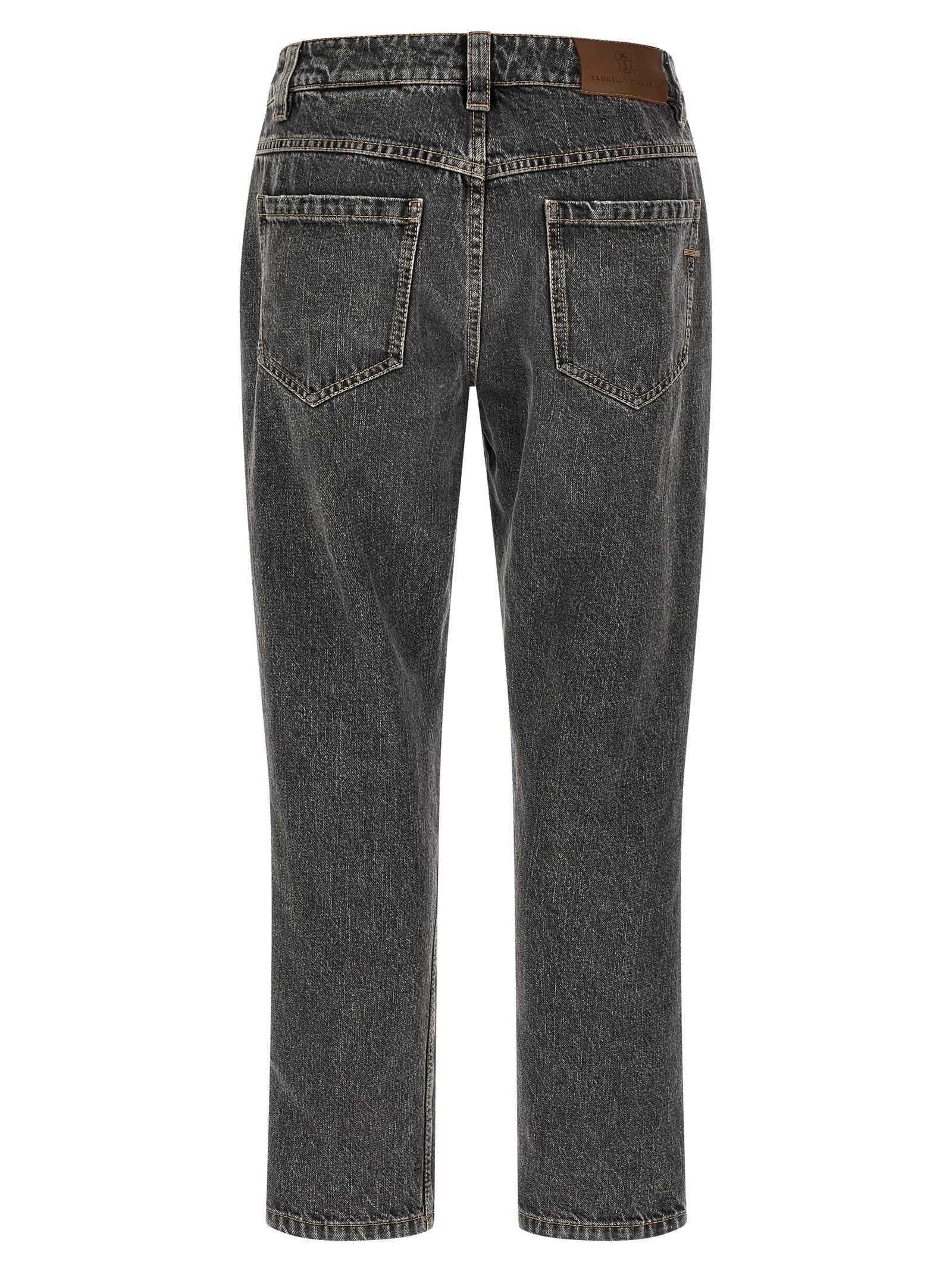 Brunello Cucinelli Gray Cotton Straight-Leg Jeans