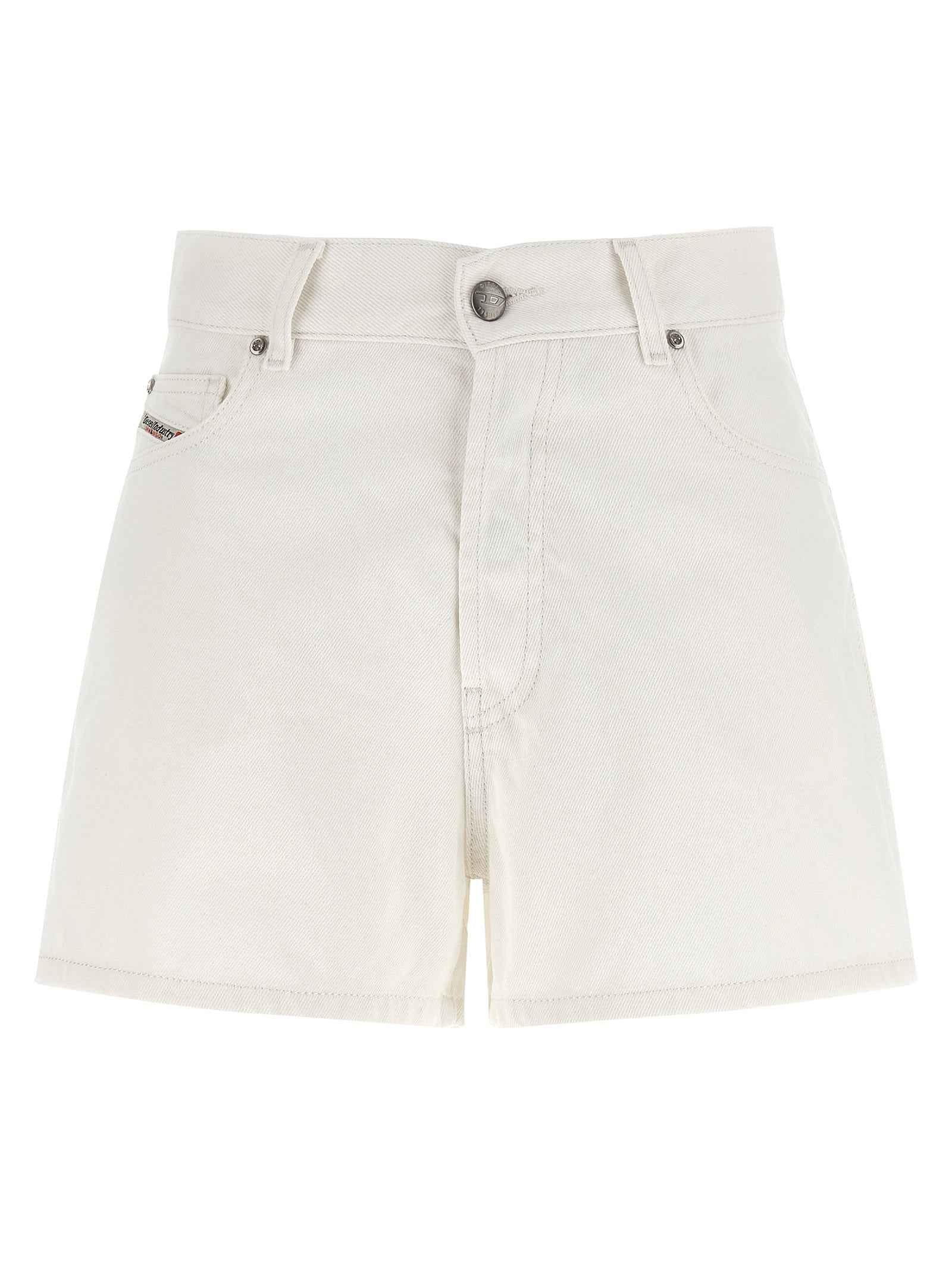 Diesel White Cotton Bermuda Shorts