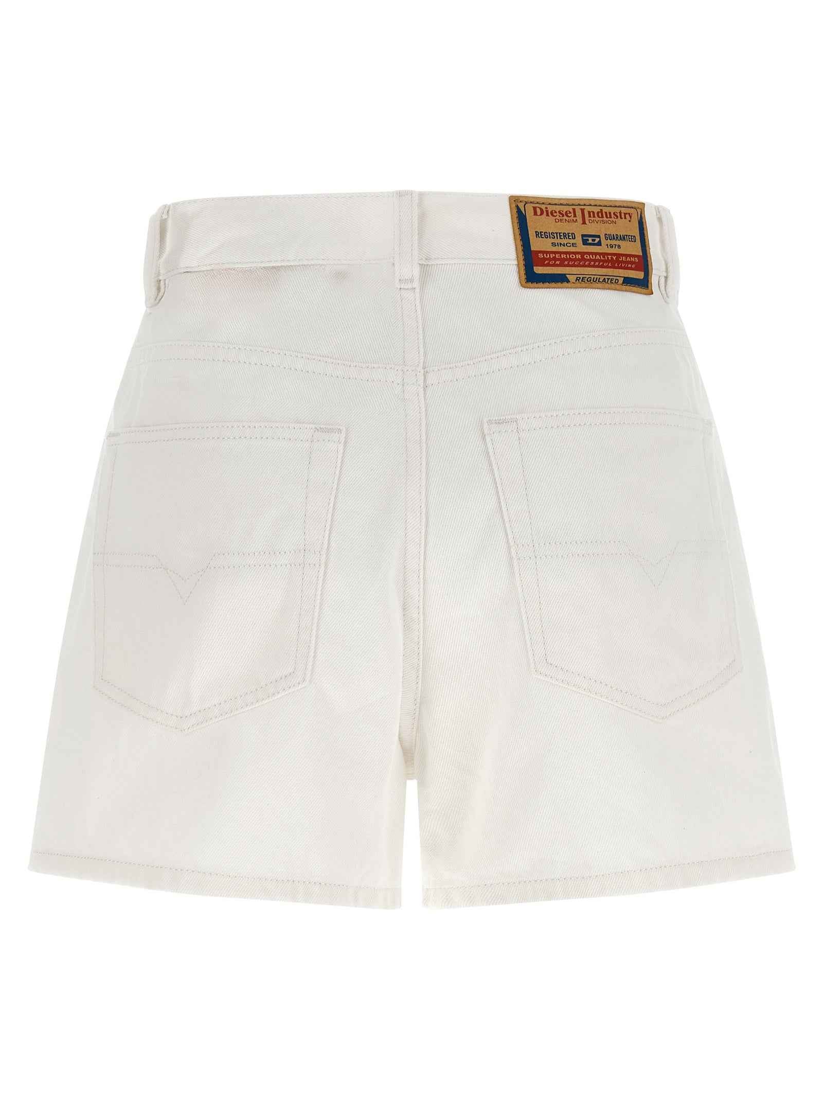 Diesel White Cotton Bermuda Shorts