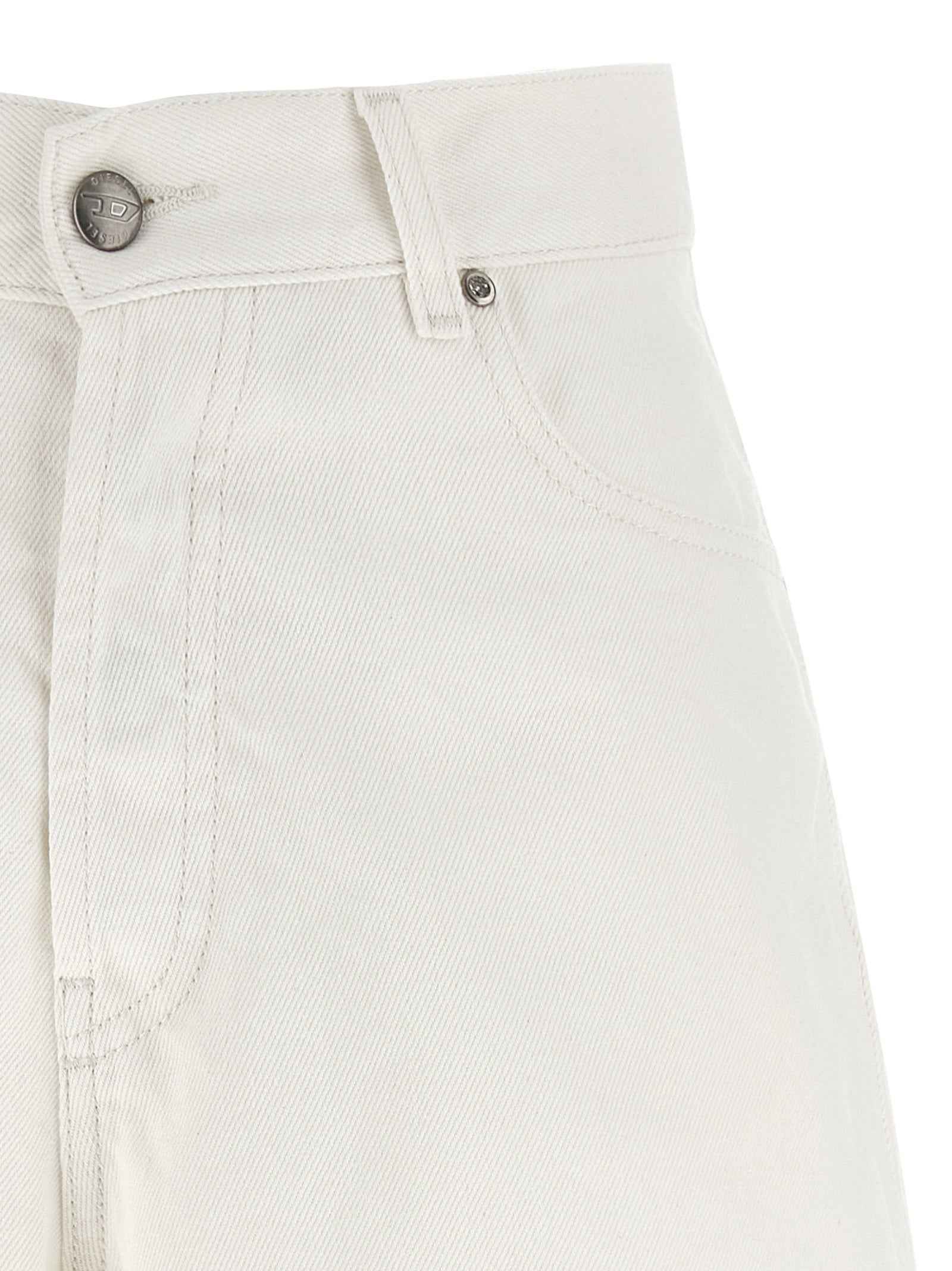 Diesel White Cotton Bermuda Shorts