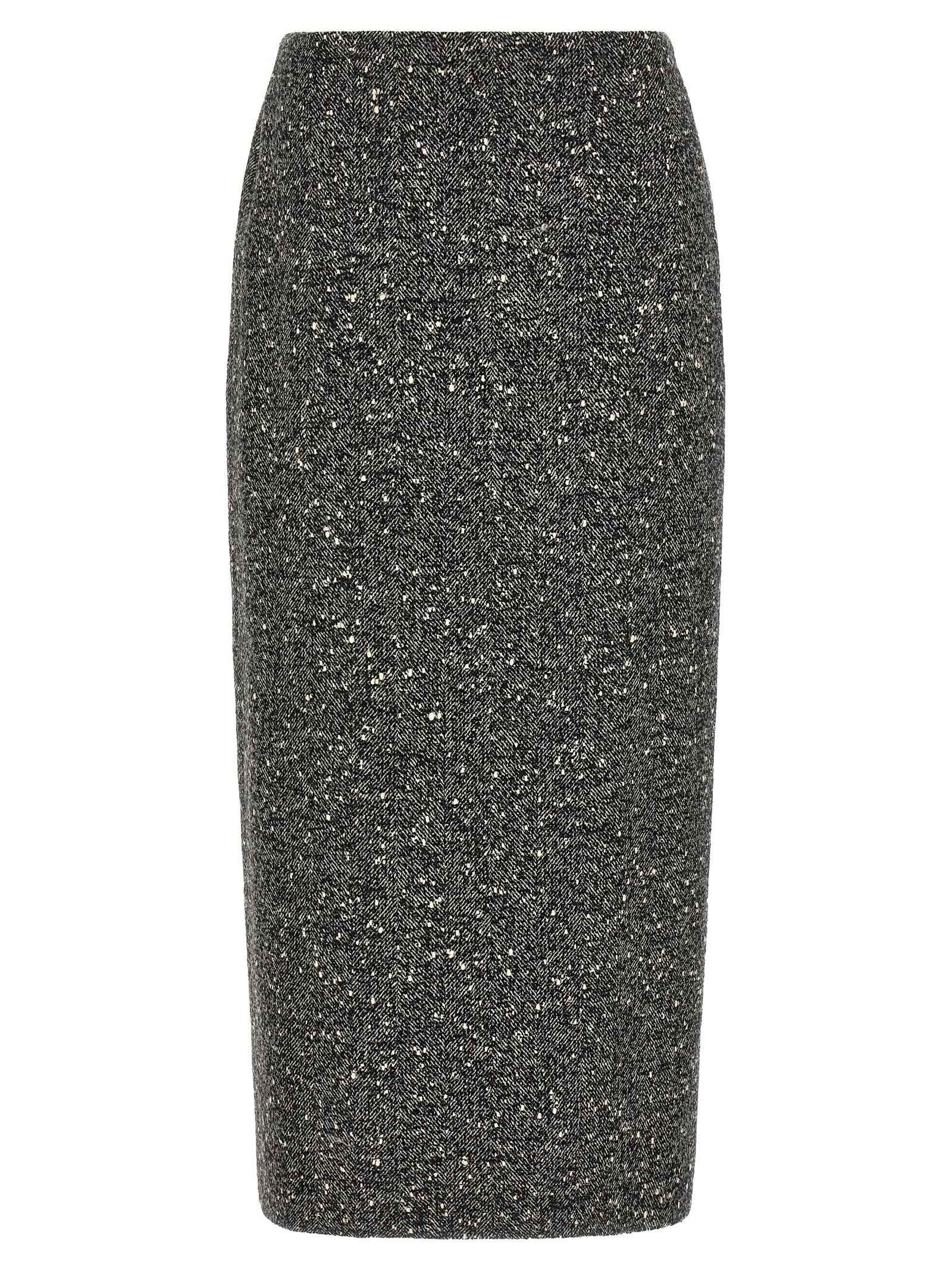 Valentino Garavani Bicolor Virgin Wool Midi Skirt