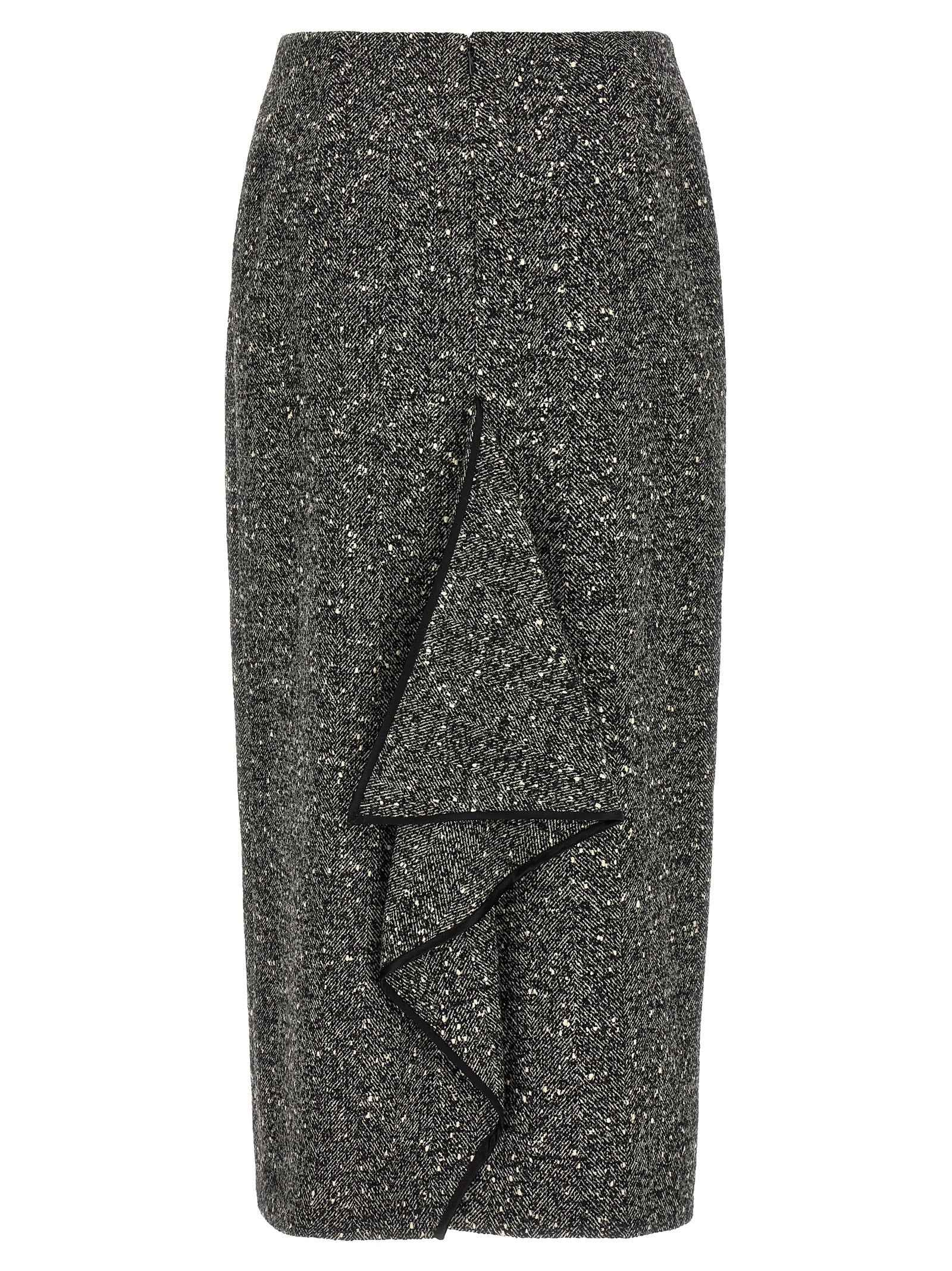 Valentino Garavani Bicolor Virgin Wool Midi Skirt