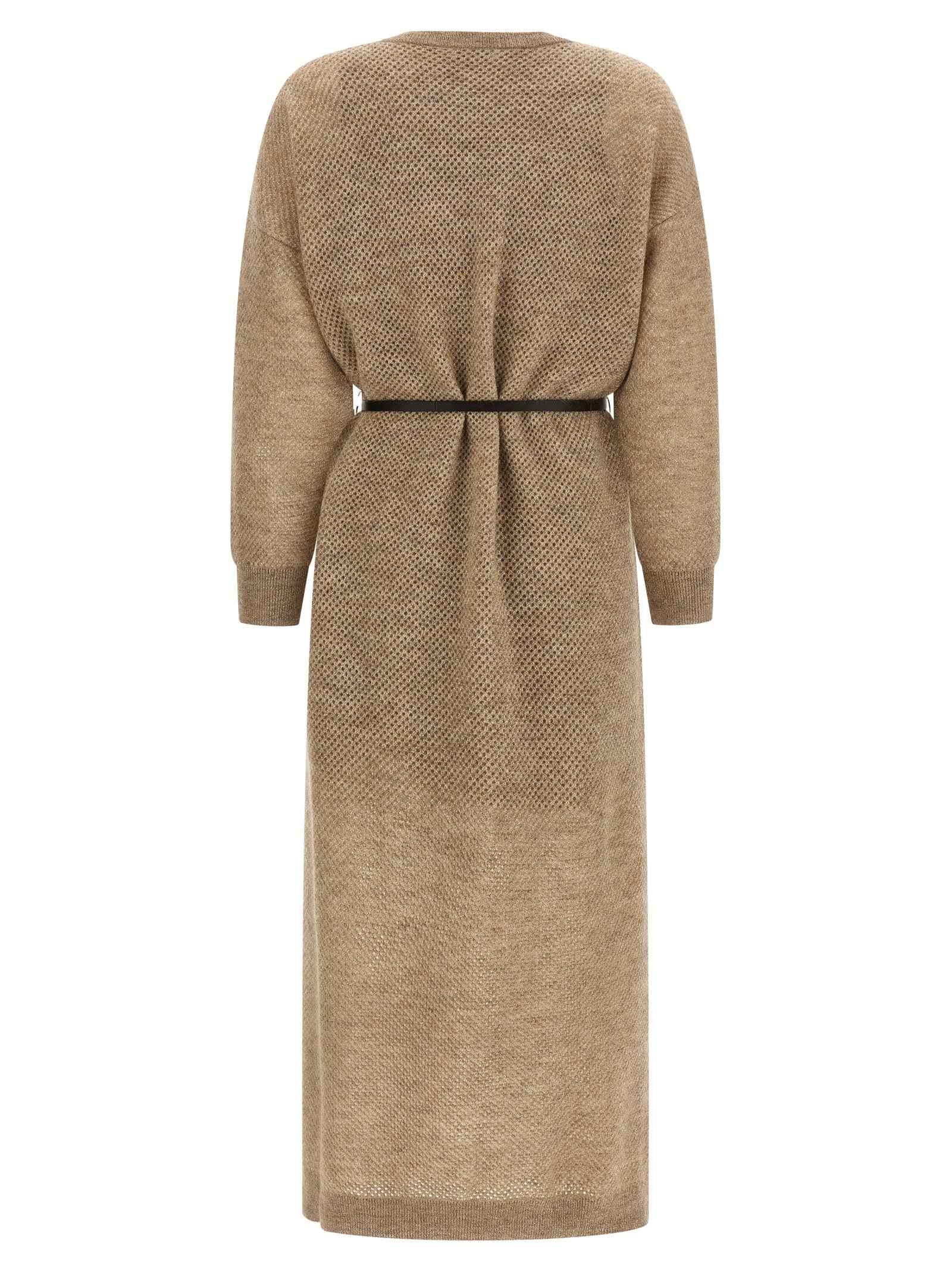 Brunello Cucinelli Beige Wool Midi Dress