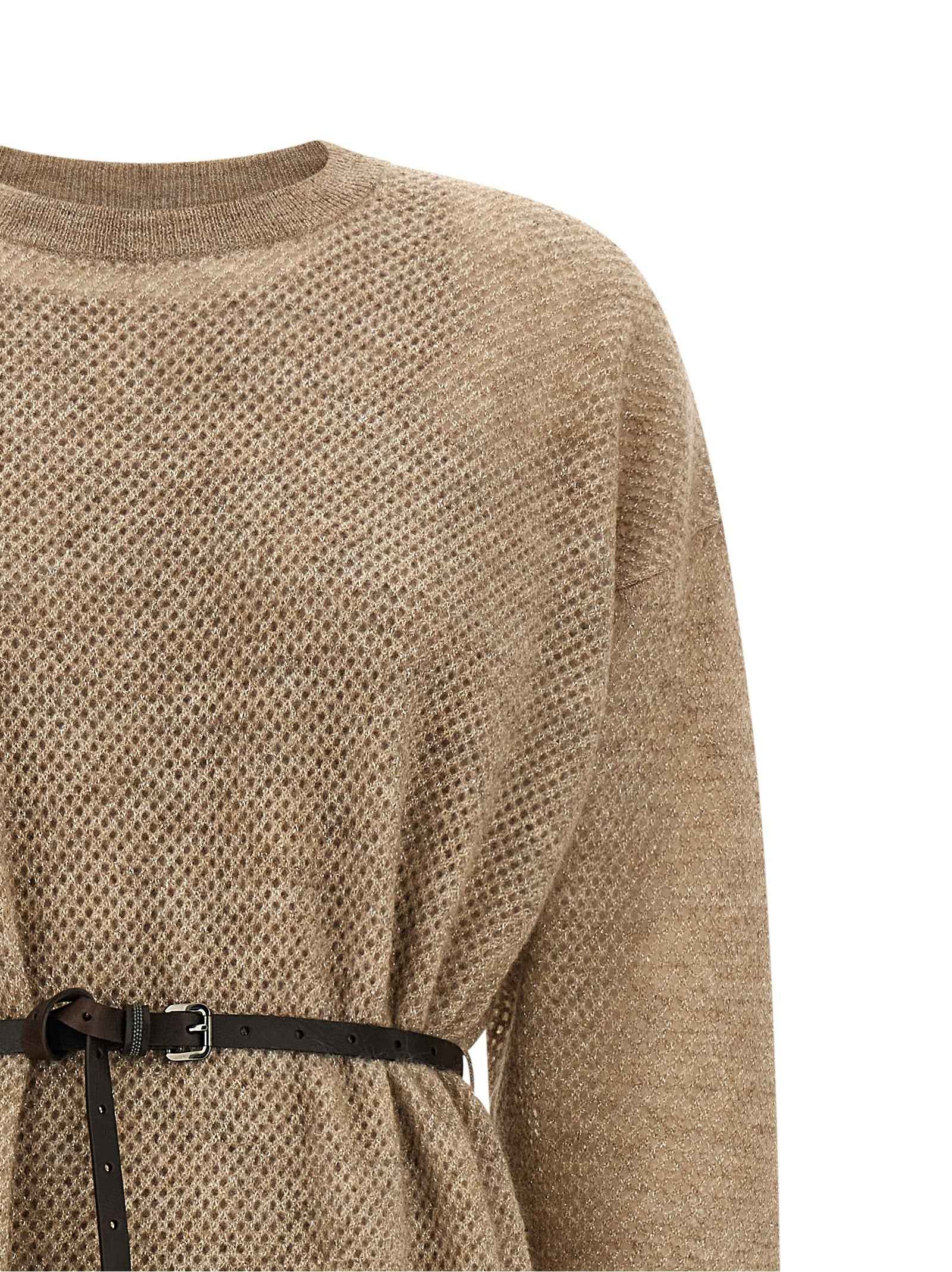 Brunello Cucinelli Beige Wool Midi Dress