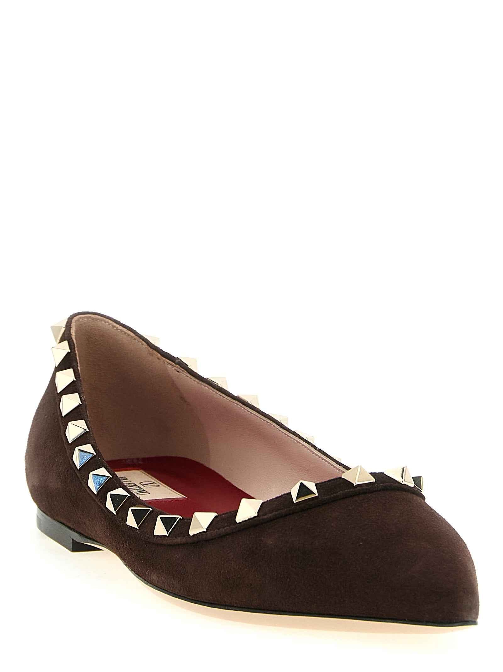Valentino Garavani Brown Calfskin Ballet Flats