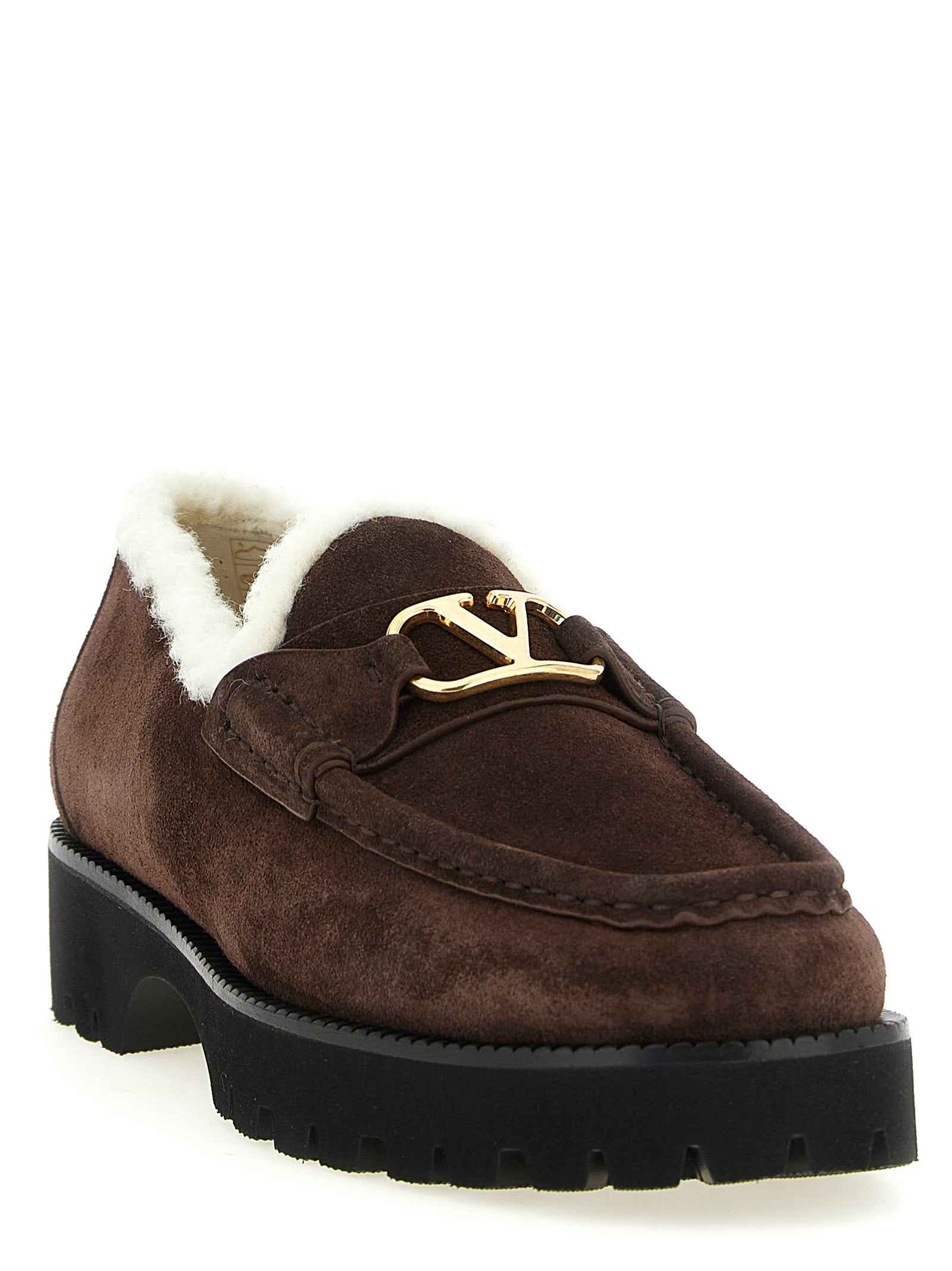 Valentino Garavani Brown Calfskin Slip-On Loafers