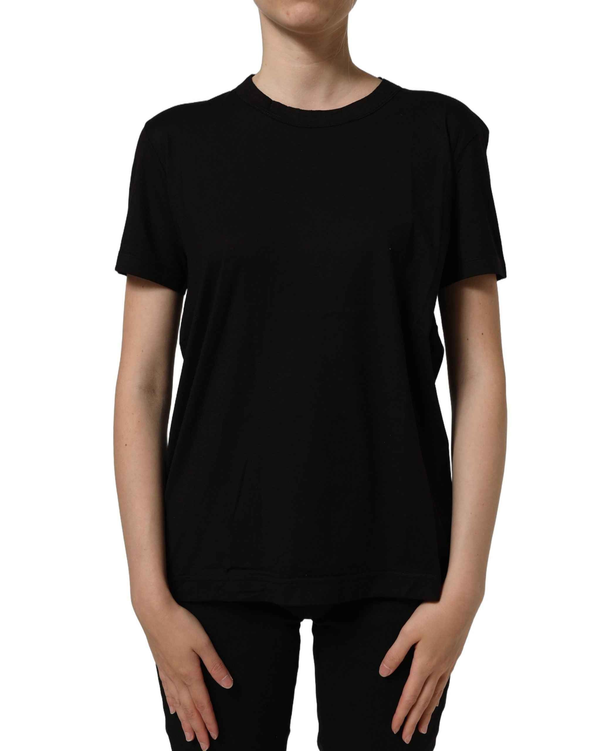 Dolce & Gabbana Black Cotton Crew Neck Short Sleeves T-shirt