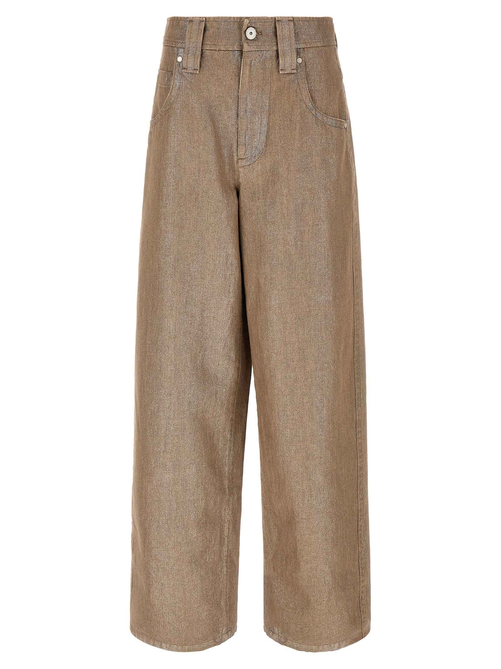 Brunello Cucinelli Beige Cotton Relaxed Fit Jeans