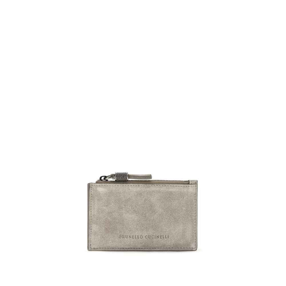 Brunello Cucinelli Gray Calf Leather Bos Taurus Wallet