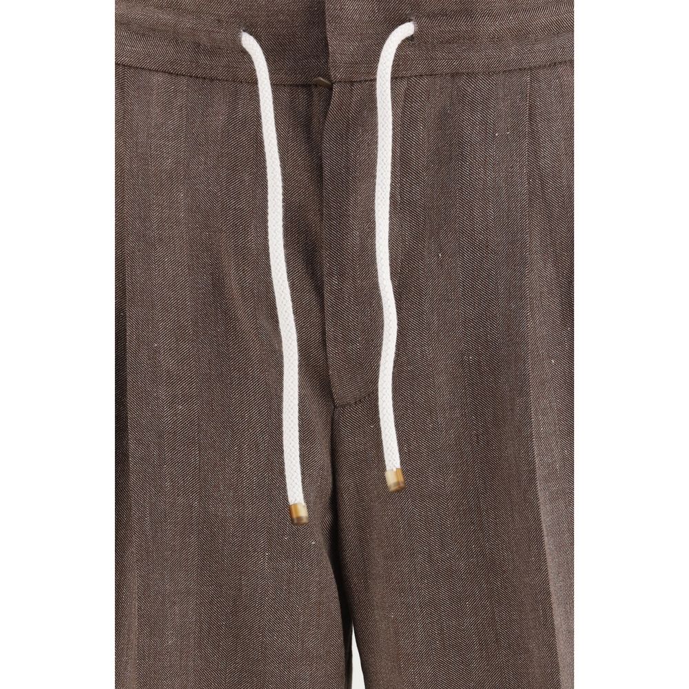 Brunello Cucinelli Brown Linen Casual Pants