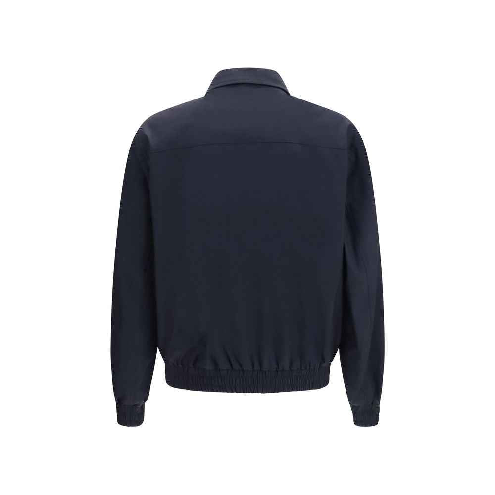 Brunello Cucinelli Blue Silk Biker Jacket