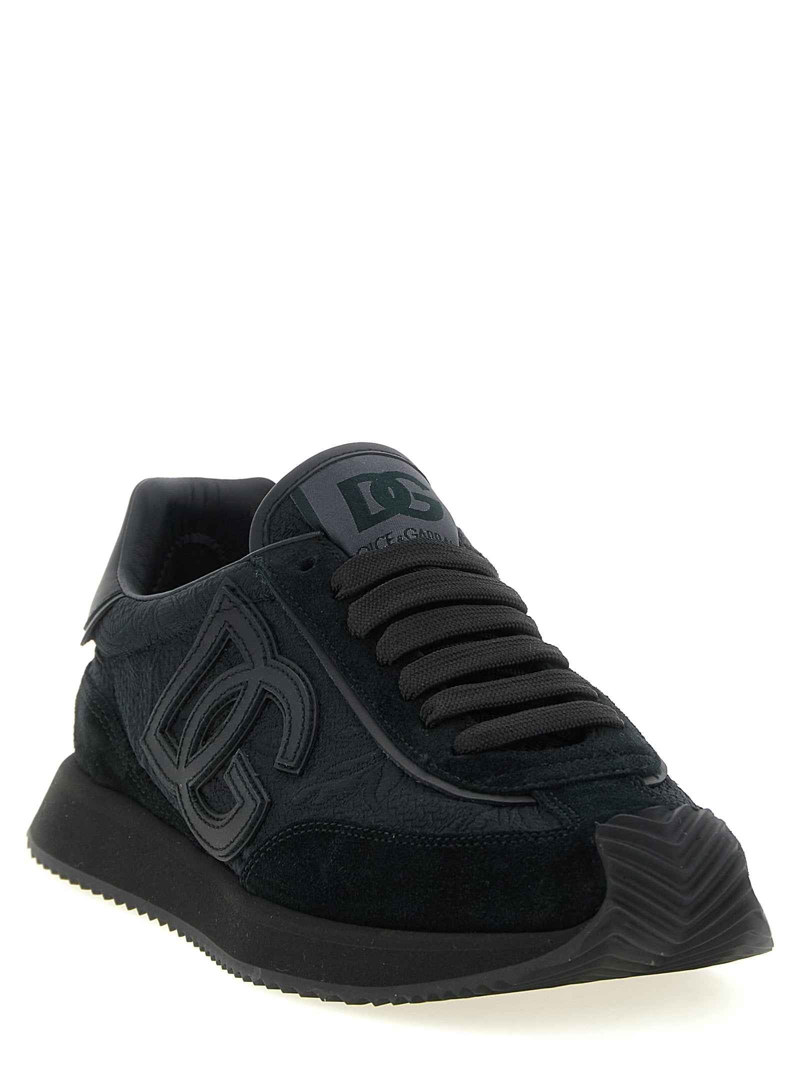 Dolce & Gabbana Black Leather Athletic Sneakers