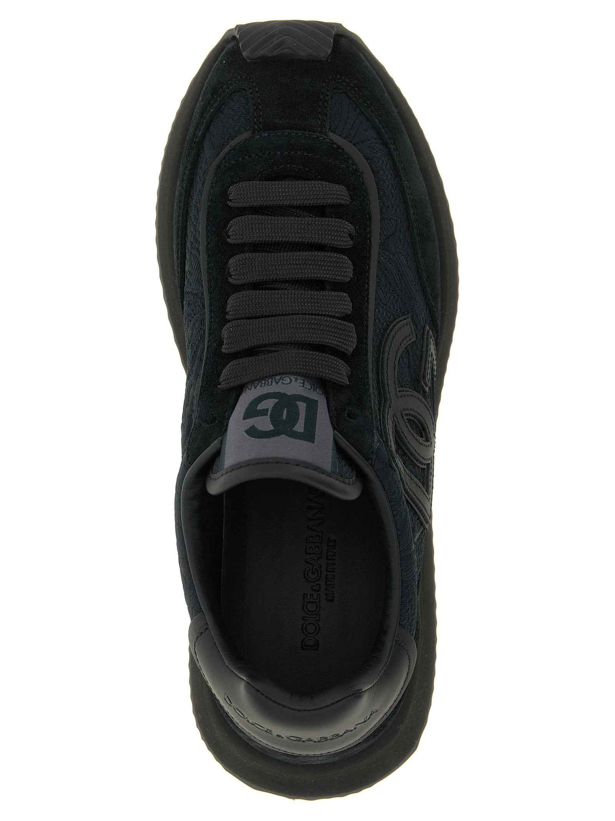 Dolce & Gabbana Black Leather Athletic Sneakers
