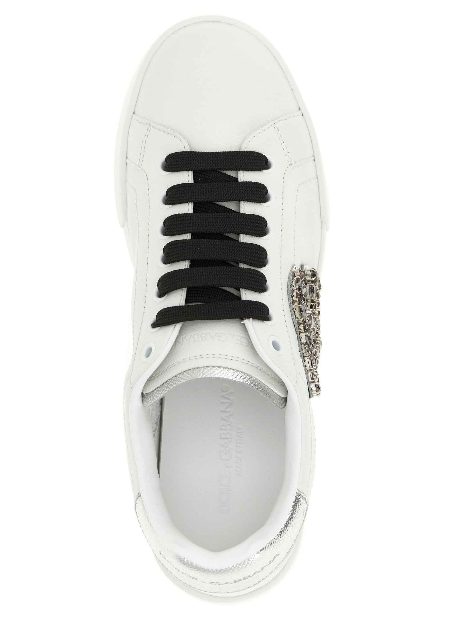 Dolce & Gabbana Silver Calfskin Low Top Sneakers