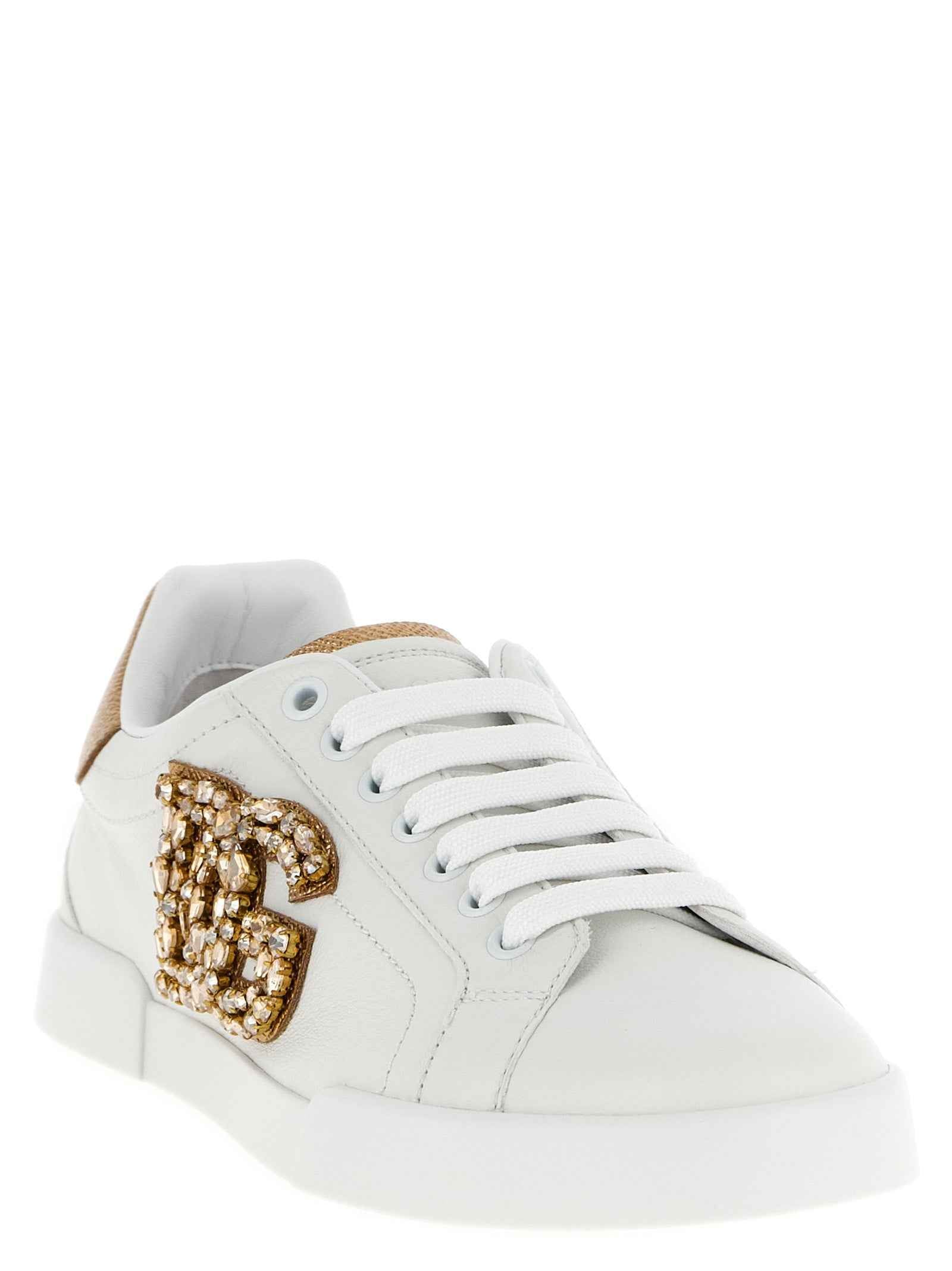 Dolce & Gabbana Gold Calfskin Low Top Sneakers