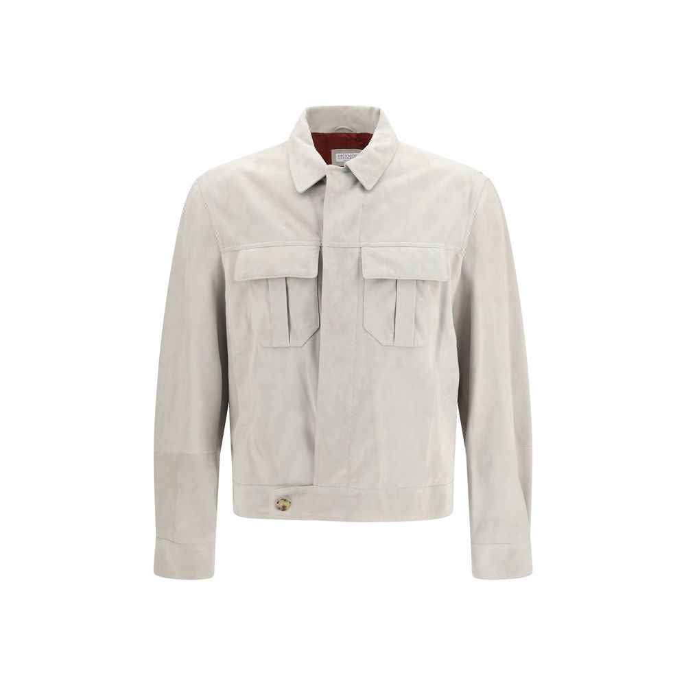 Brunello Cucinelli Beige Leather Leather Jacket