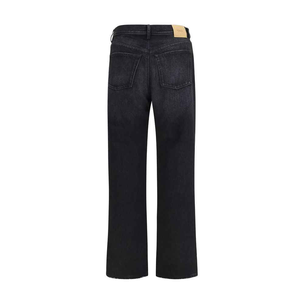 Fendi Black Cotton Straight-Leg Jeans
