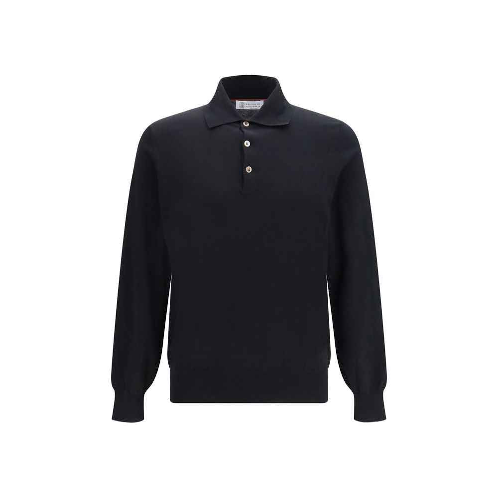 Brunello Cucinelli Black Cotton Polo Shirt