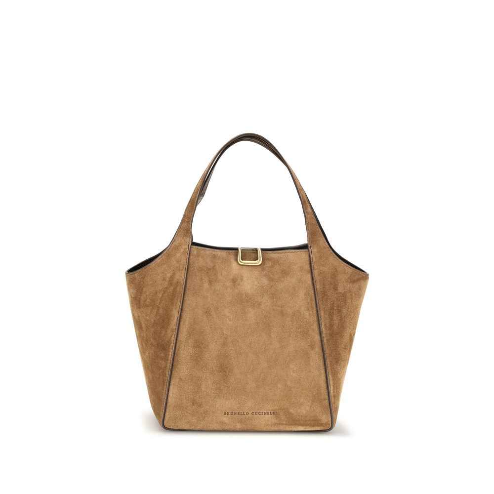 Brunello Cucinelli Beige Calf Leather Bos Taurus Backet Bag