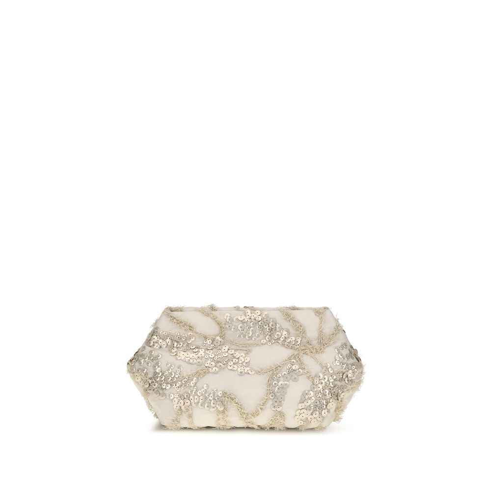 Brunello Cucinelli Beige Silk Clutch Bag