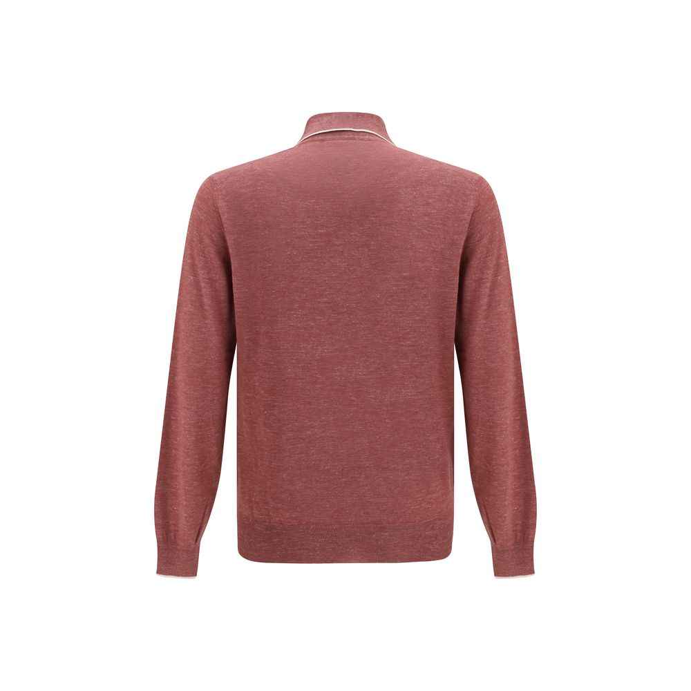 Brunello Cucinelli Bordeaux Cashmere Polo Shirt