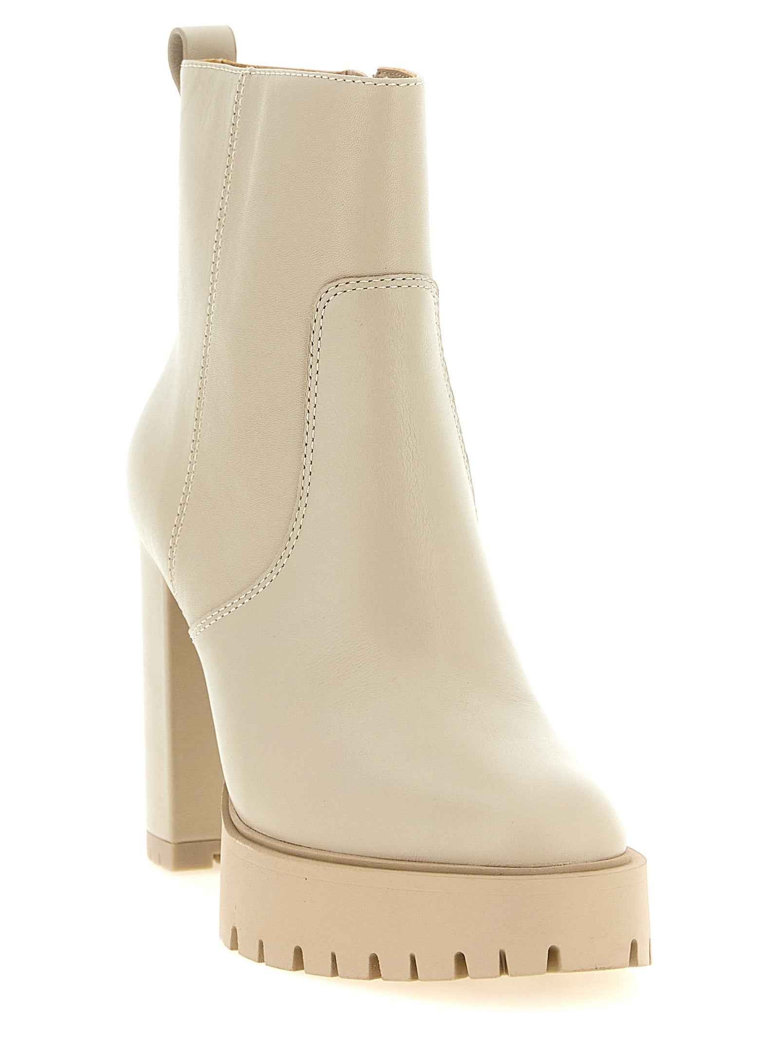 PINKO White Cowhide Ankle Boots