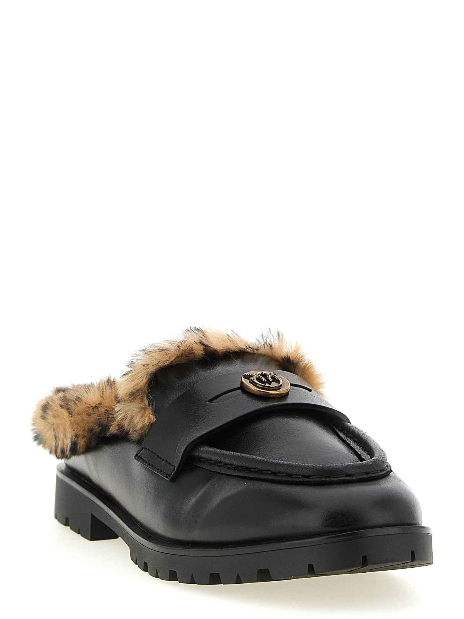PINKO Black Cowhide Mules