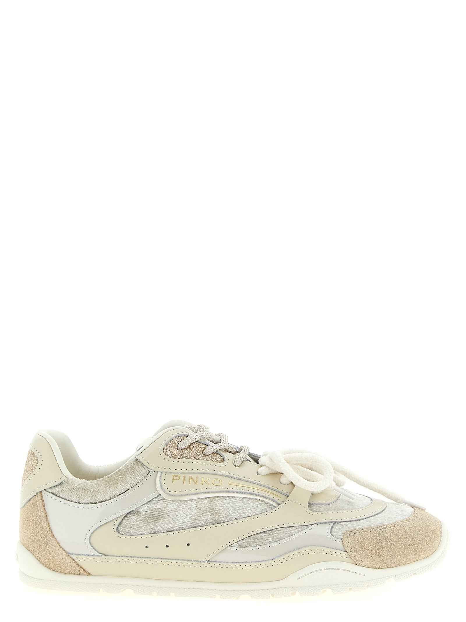 PINKO White Leather Low Top Sneakers