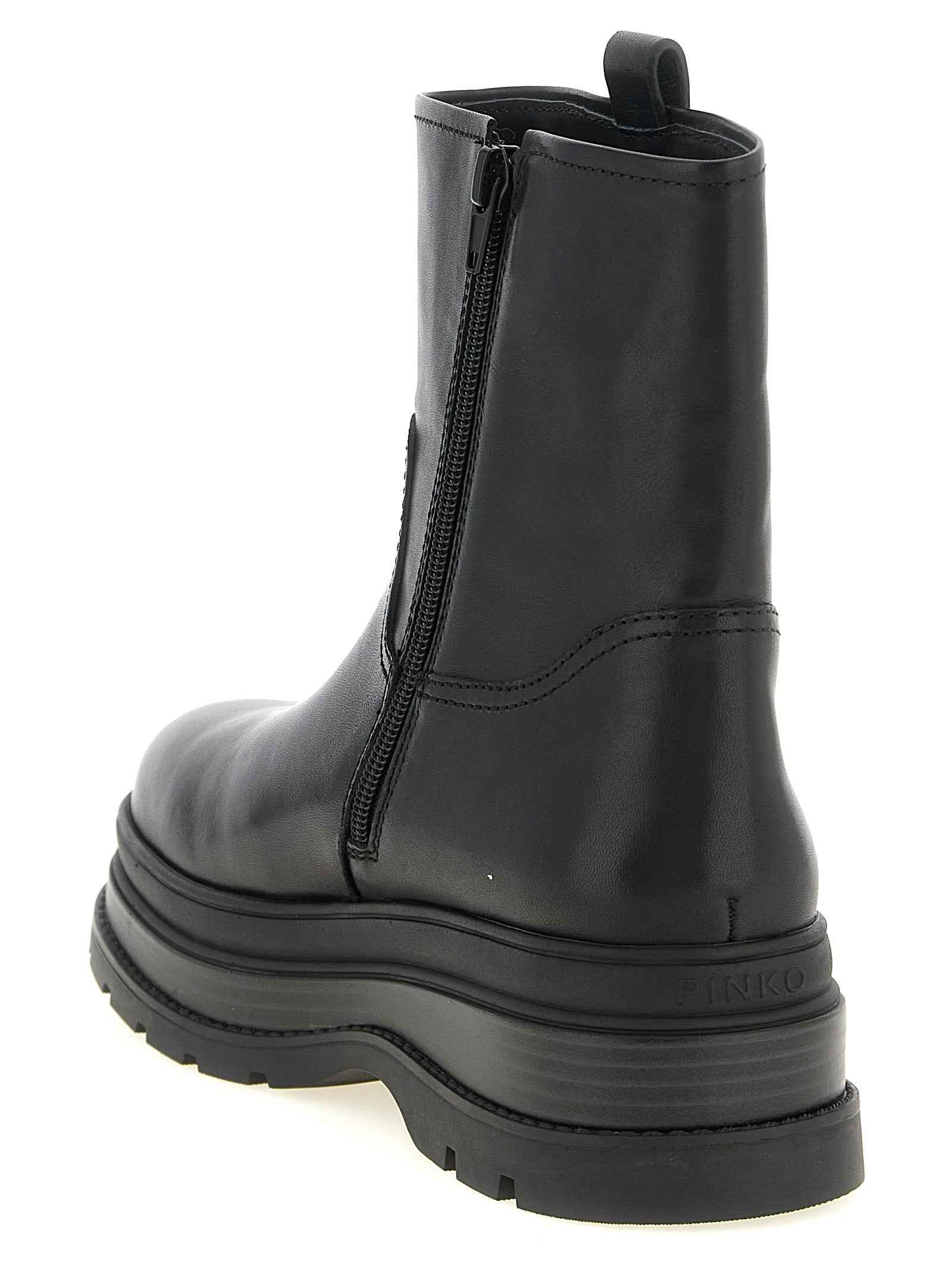 PINKO Black Cowhide Ankle Boots