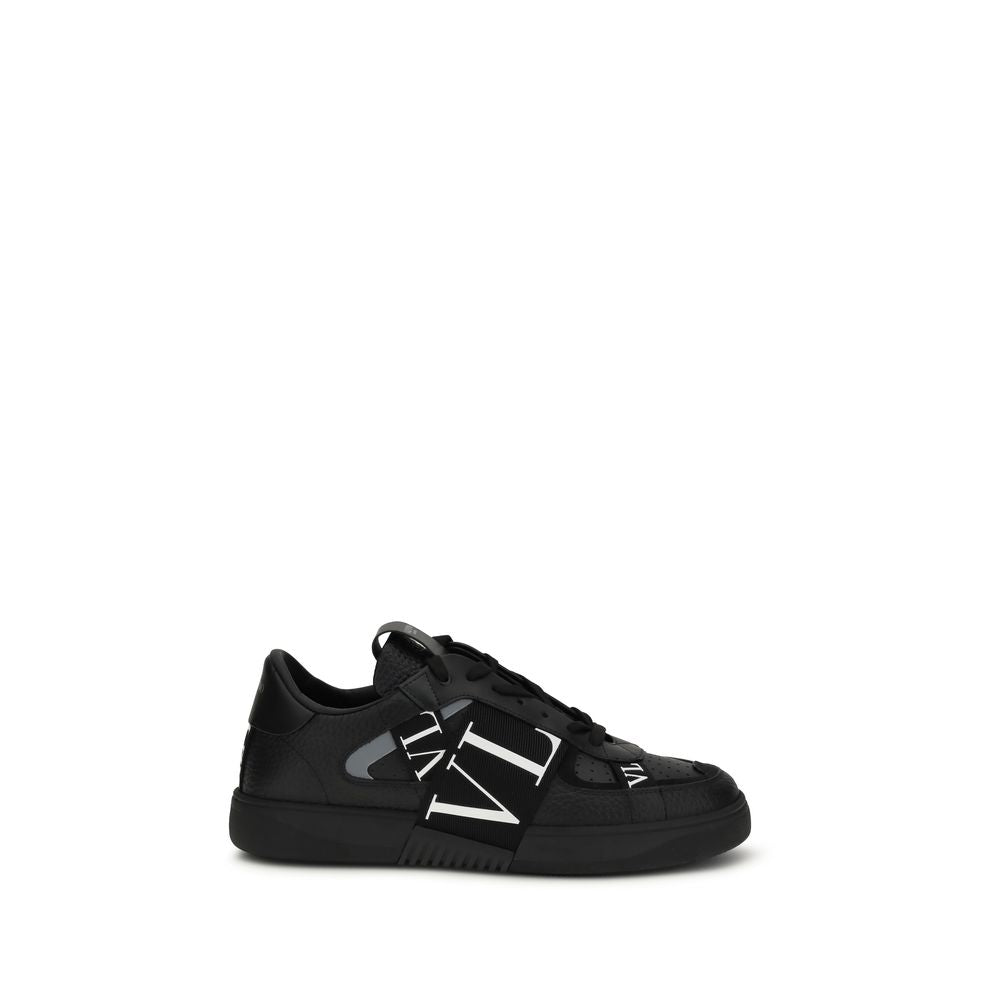 Valentino Garavani Black Calf Leather Bos Taurus Athletic Sneakers