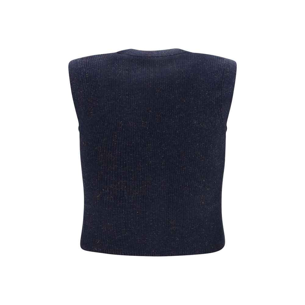 Brunello Cucinelli Blue Cashmere Sleeveles Sweater