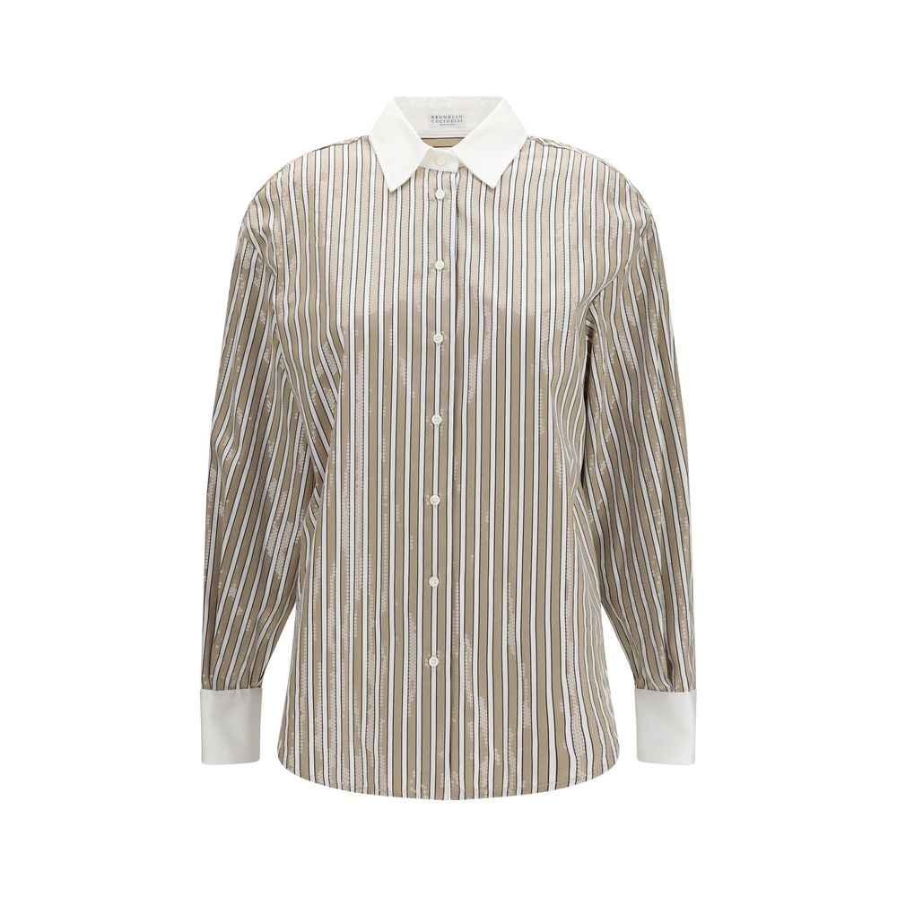 Brunello Cucinelli Beige Cotton Pattern Shirt