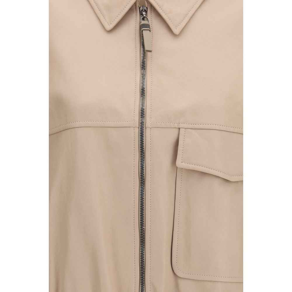 Brunello Cucinelli Beige Leather Leather Jacket
