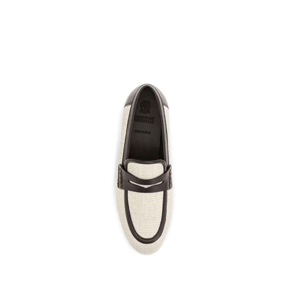 Brunello Cucinelli Beige Polyamide Slip-On Loafers