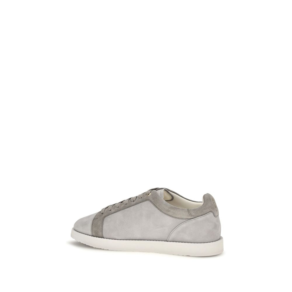 Brunello Cucinelli Gray Suede Leather Low Top Sneakers