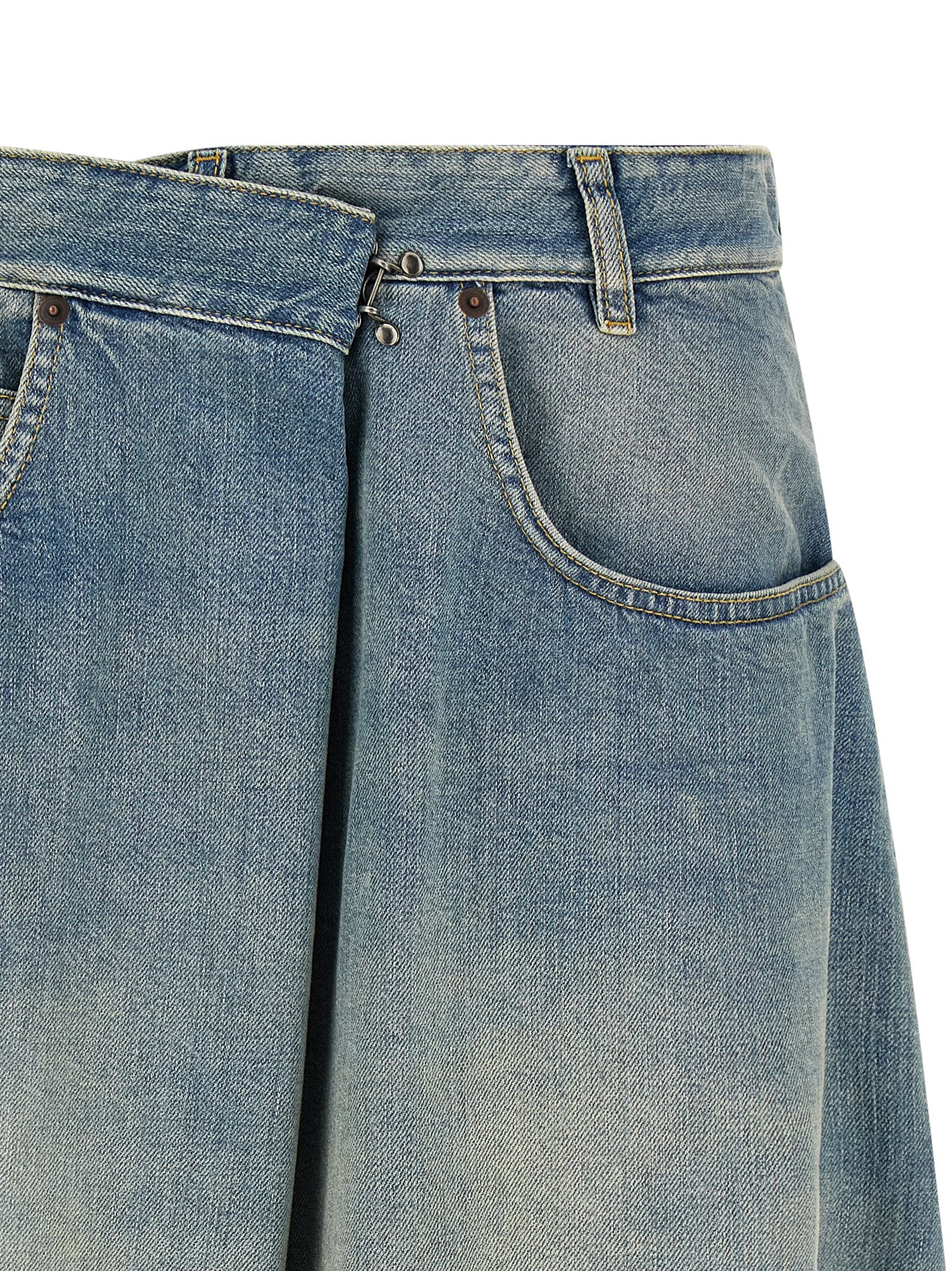 Maison Margiela Blue Cotton Midi Skirt