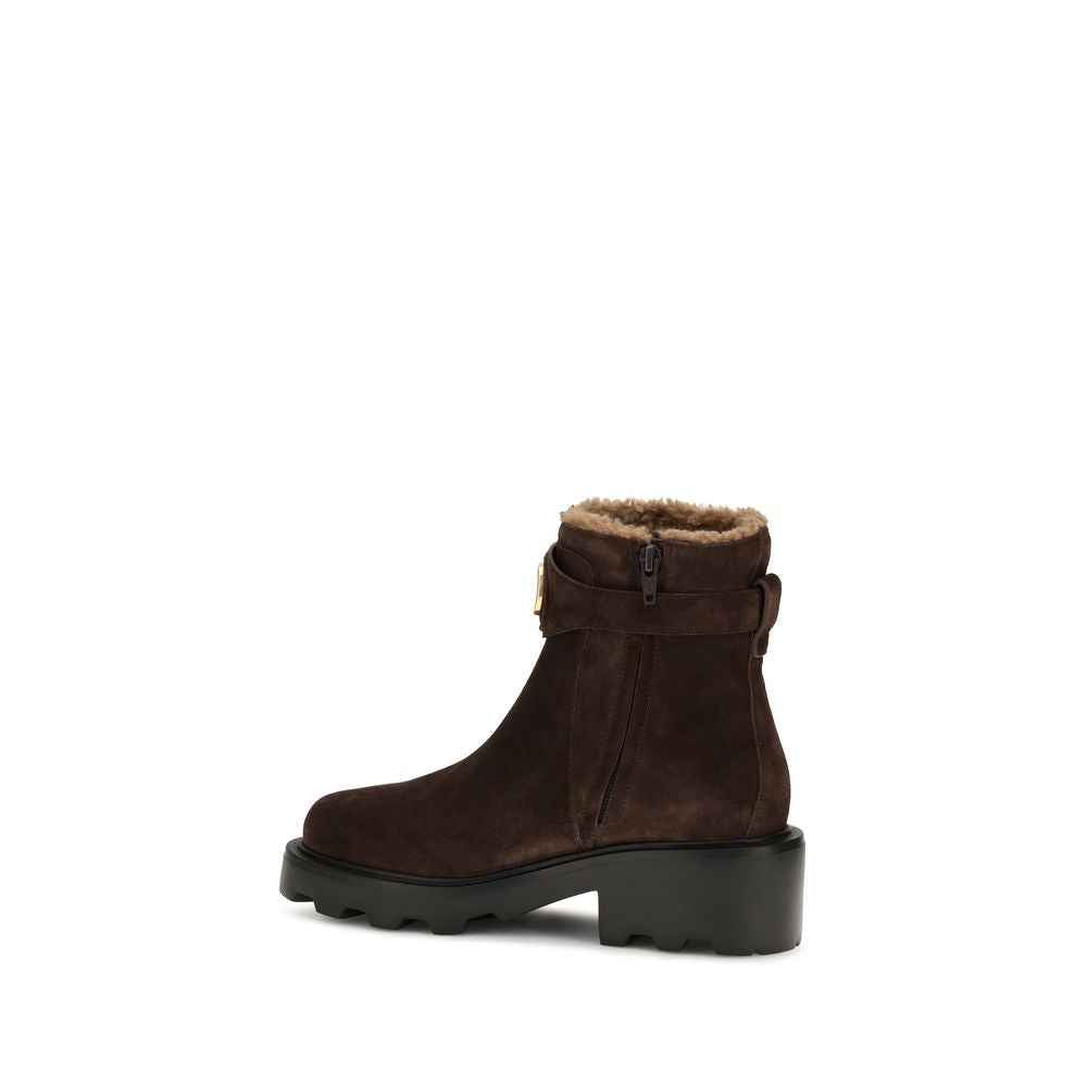 Valentino Garavani Brown Calf Leather Bos Taurus Ankle Boots