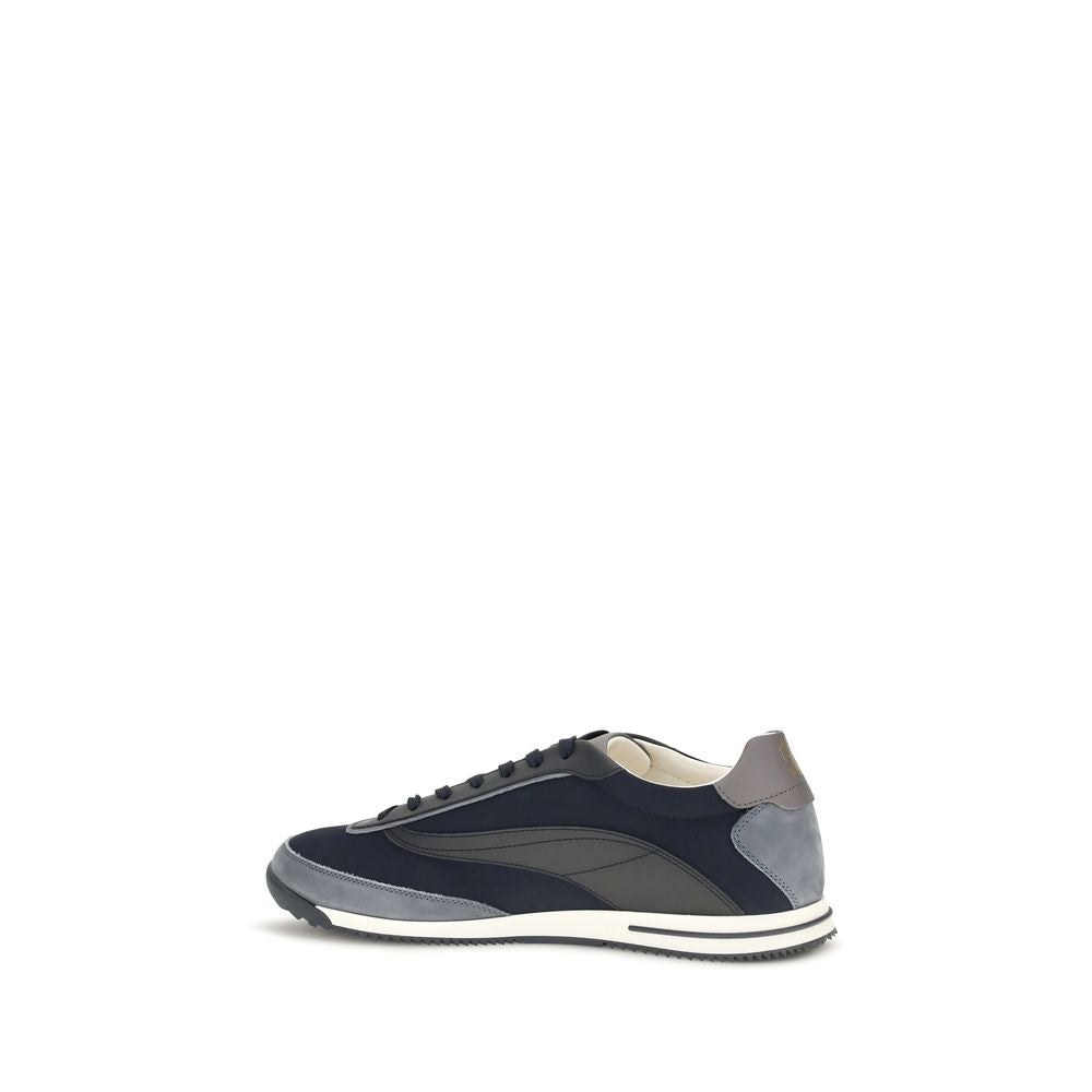 Brunello Cucinelli Blue Suede Leather Low Top Sneakers