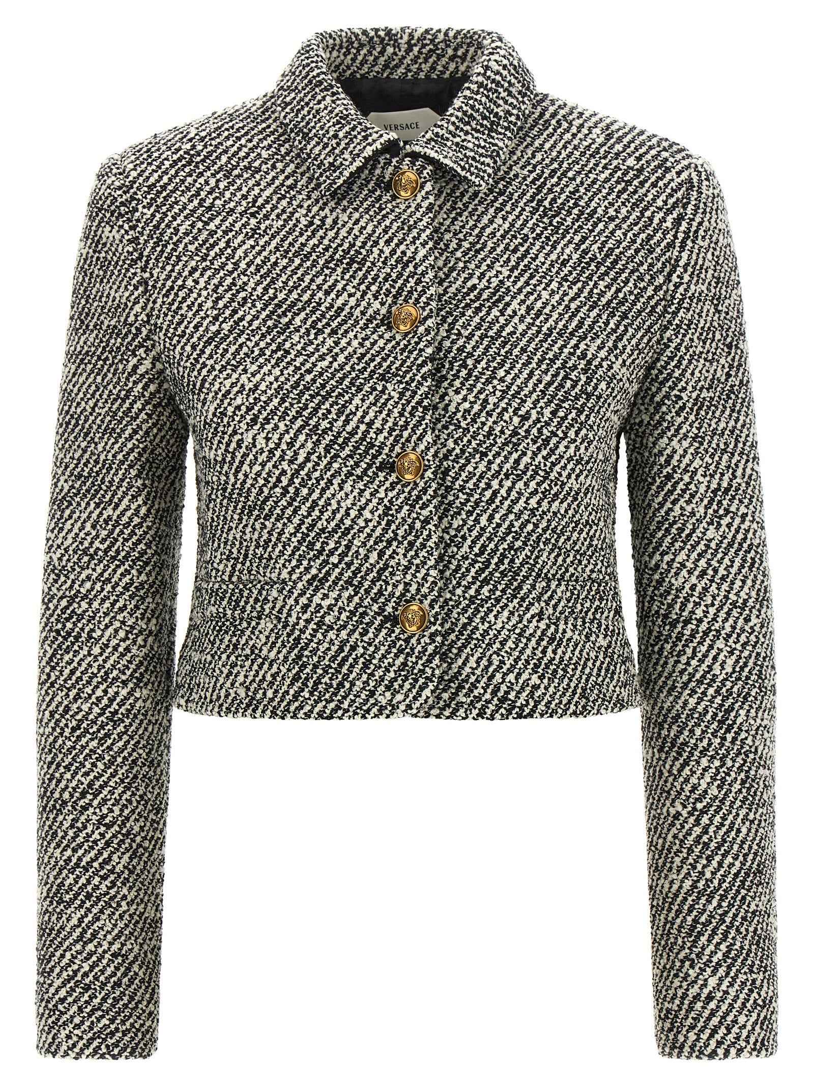Versace Bicolor Virgin Wool Full-Length Jacket