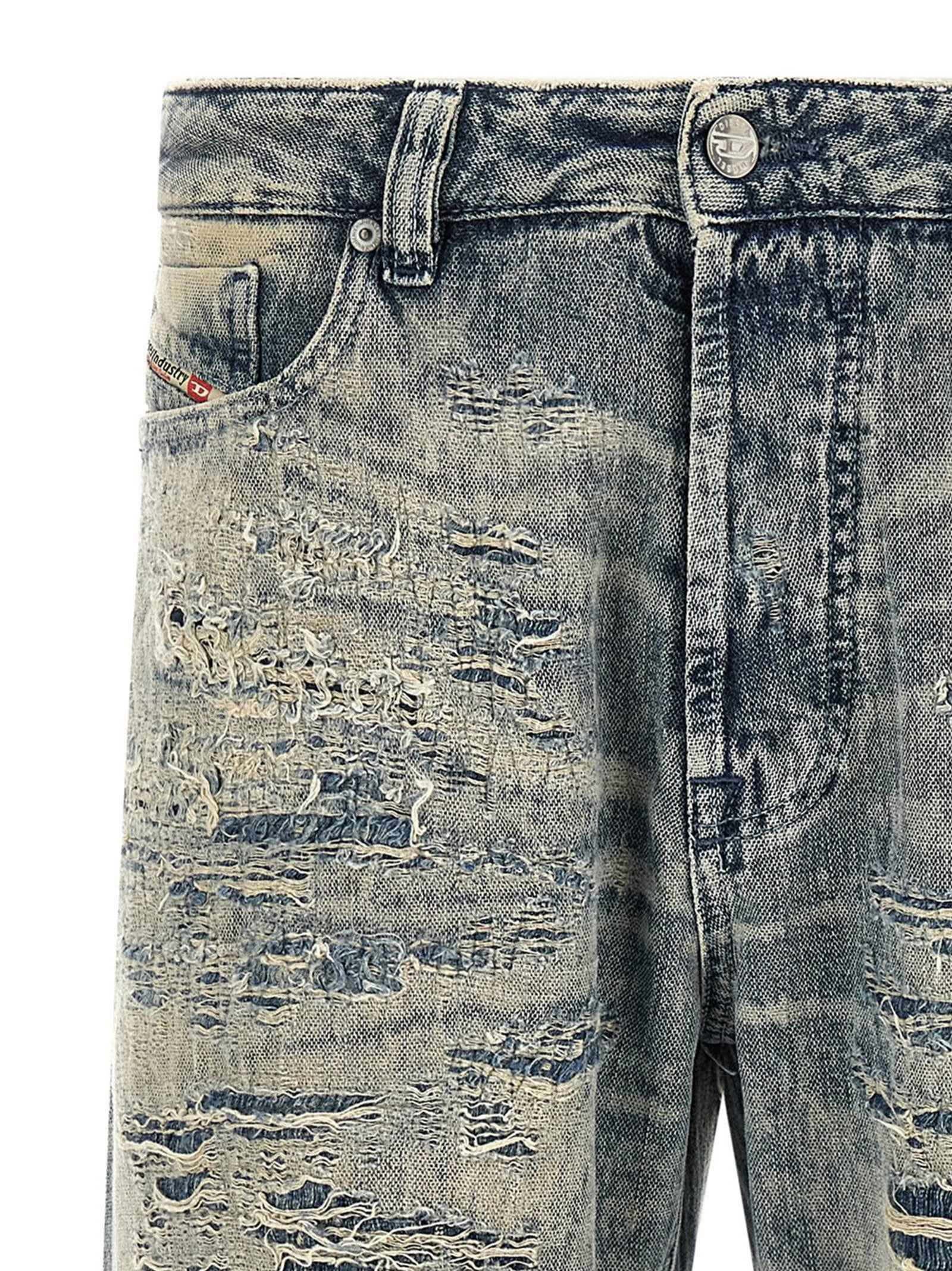 Diesel Blue Cotton Relaxed Fit Jeans