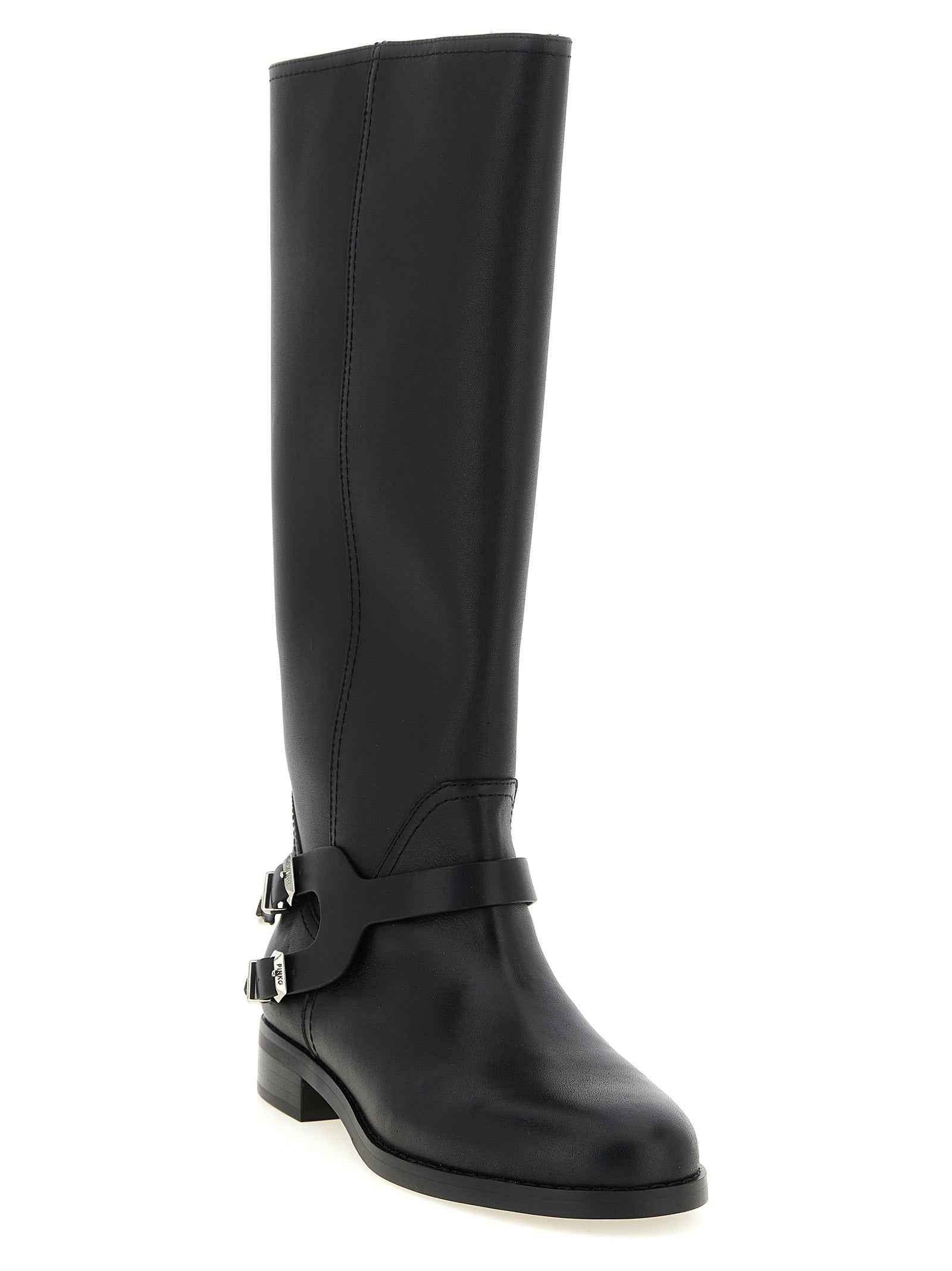 PINKO Black Cowhide Over The Knee