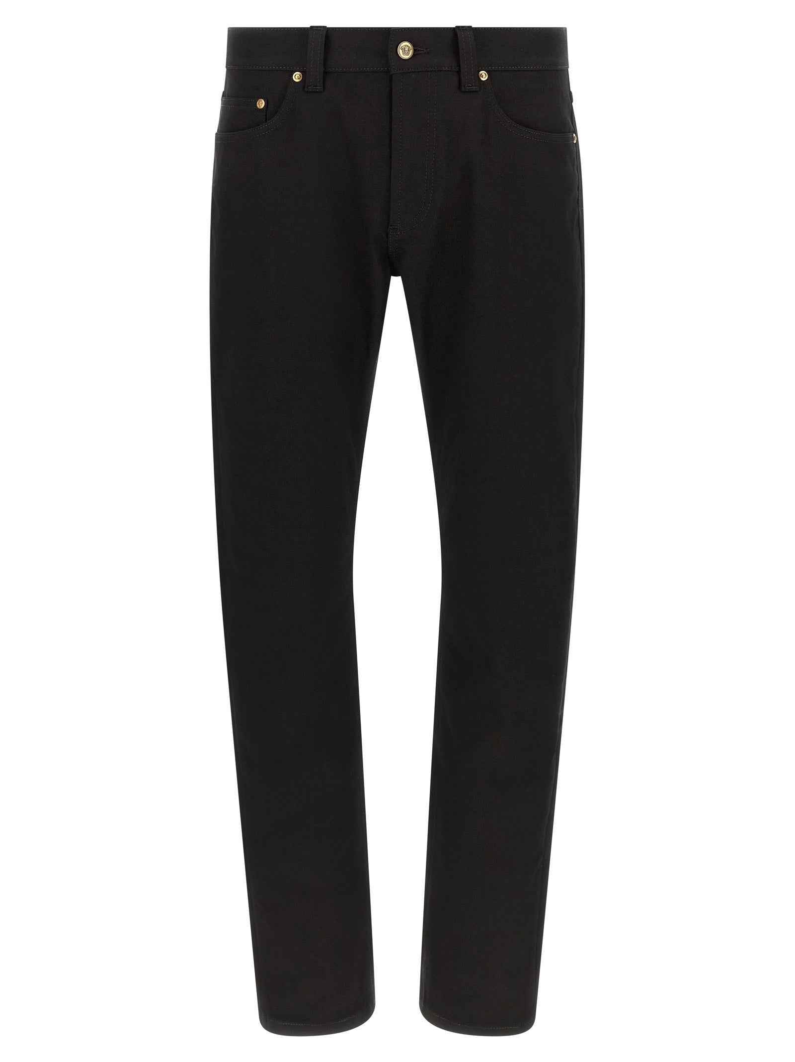 Versace Black Cotton Straight-Leg Jeans