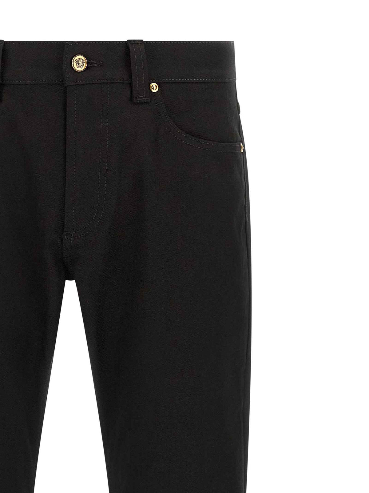 Versace Black Cotton Straight-Leg Jeans