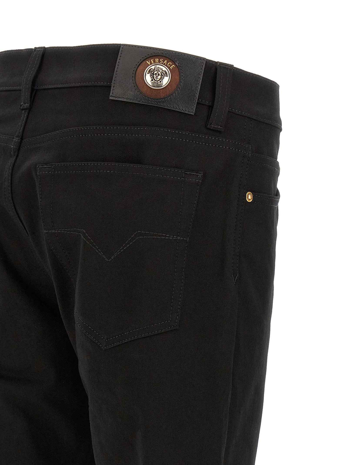 Versace Black Cotton Straight-Leg Jeans