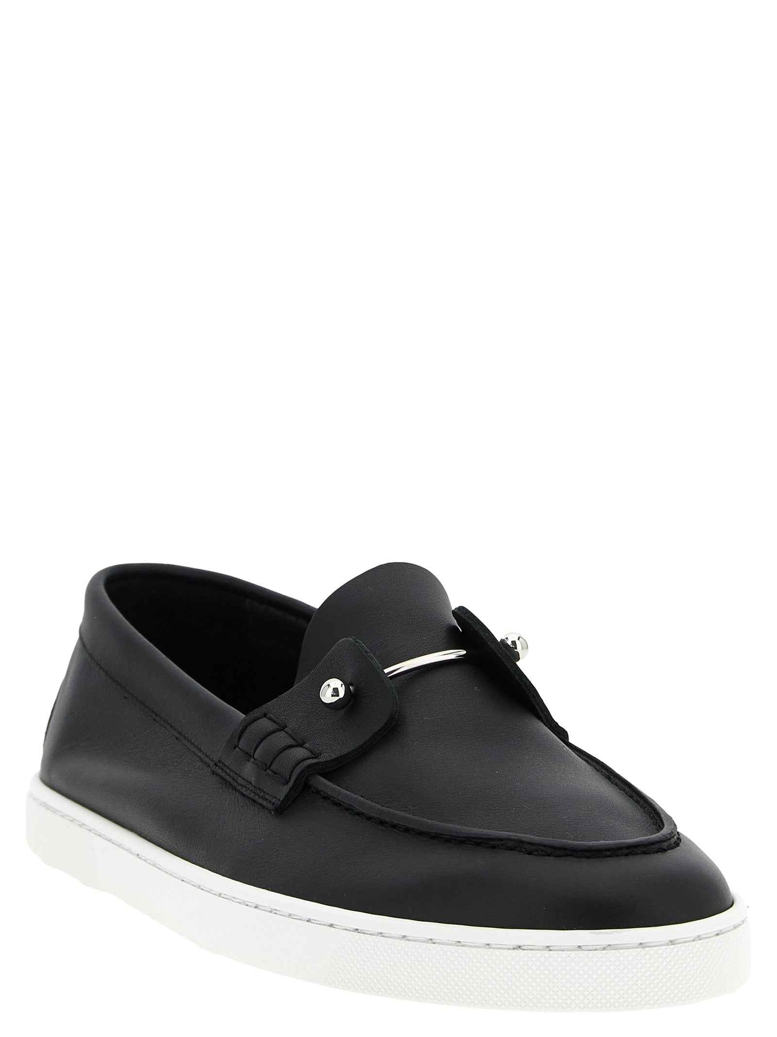 Christian Louboutin Black Calfskin Slip-On Loafers
