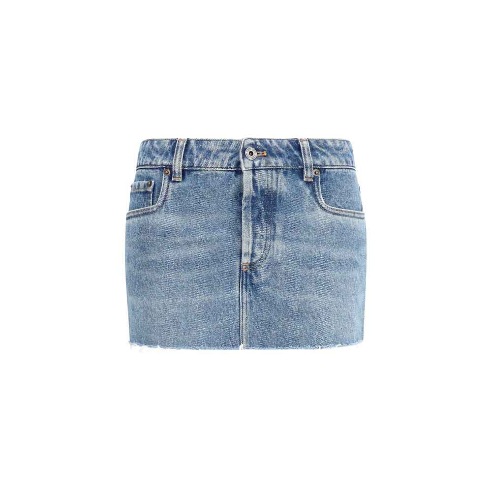 Miu Miu Blue Cotton Mini Skirt