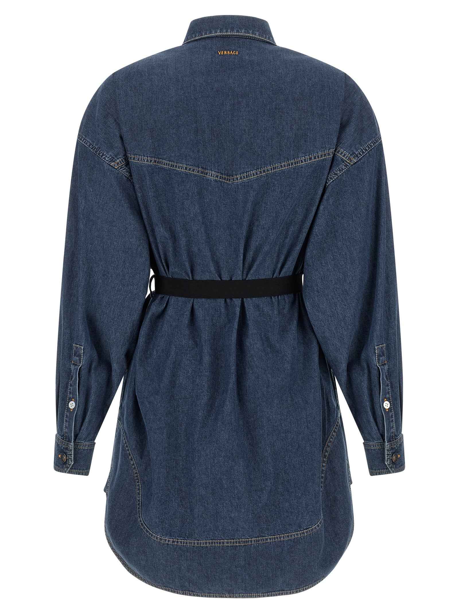 Versace Blue Cotton Short Dress